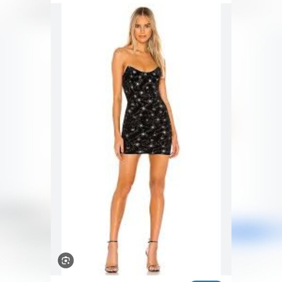 SUPERDOWN | Stevie Sweetheart Mini Dress Black Metallic Velvet Corset Sz S - Picture 3 of 9